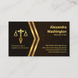 Eleganten Brown Marble Grunge Lawyer i Guld Visitkort