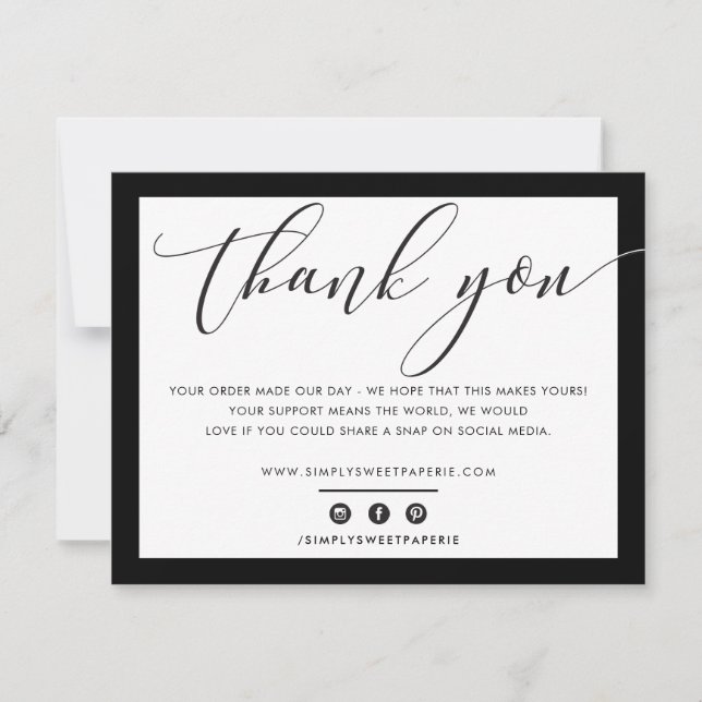 Eleganten Business TACK modern svartvit LOGOTYP Kort (Framsida)