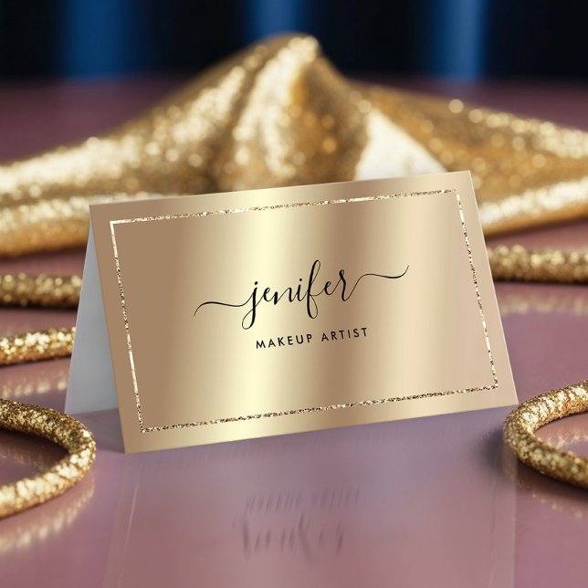 Eleganten Champagne Luxury Gold Foil Monogram Visitkort (Skapare uppladdad)
