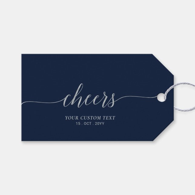 Eleganten Cheers Party i  Silver & Navy Presentetikett (Framsidan (Horisontell))