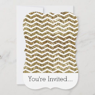 Eleganten Chevron Zig-Zag med effekten Guld Glitte Inbjudningar