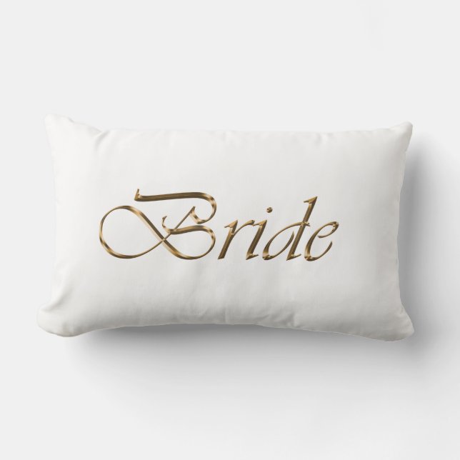 Eleganten chic, guld, vit  lumbarkudde (Framsida)