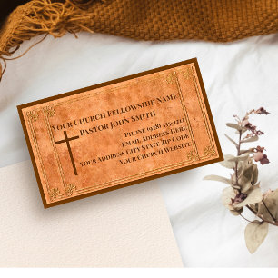 Eleganten Christian för kyrkpastor Stamped Leather Visitkort