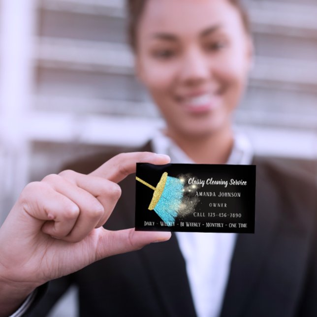 Eleganten Classy Städning Service Sparkly Visitkort (Skapare uppladdad)