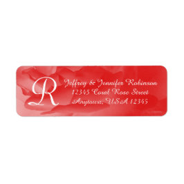 Eleganten Coral Rosa ros Namn och Adress Monogram Returadress Etikett