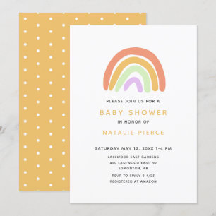 Eleganten Cute Rainbow Baby Shower Enkel Gult Inbjudningar