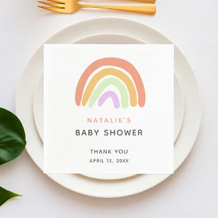 Eleganten Cute Rainbow Baby Shower Simple Peach Pappersservett