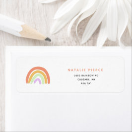 Eleganten Cute Rainbow Baby Shower Simple Peach Returadress Etikett