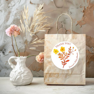 Eleganten Daety Blommigt TACK BABY SHOWER Runt Klistermärke