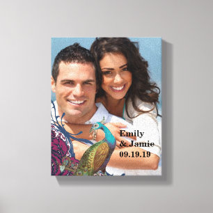 Eleganten Damask Peacock Bröllop Canvastryck