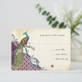 Eleganten Damask Peacock Bröllop OSA Kort