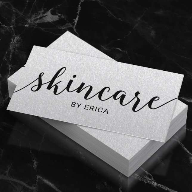 Eleganten Esthetician Silver Visitkort (Skapare uppladdad)