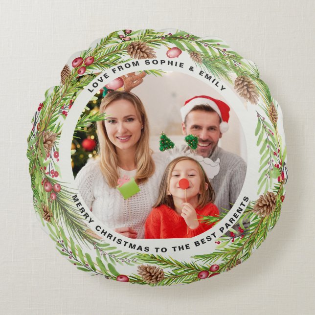 eleganten Eucalyptus chic i modern lövsaft Rund Kudde (Framsidan)