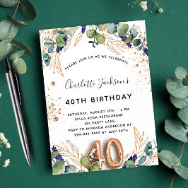 eleganten Eucalyptus greenery glitter Inbjudan Vykort