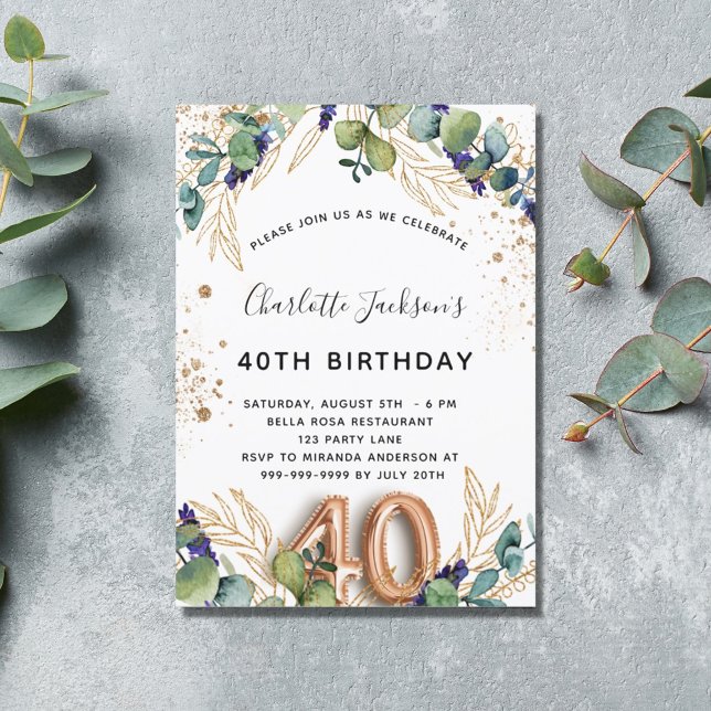 eleganten Eucalyptus greenery glitter Inbjudningar (Skapare uppladdad)