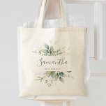 Eleganten Eucalyptus Greenery Guld Löv Bridesmaid Tygkasse<br><div class="desc">Vackra personliger som mutat till väskan med vattenfärgad eukalyptus och guld löv.</div>