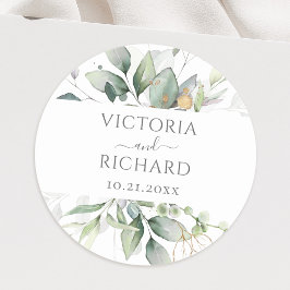 Eleganten Eucalyptus Greenery Guld Löv Runt Klistermärke