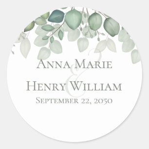 Eleganten Eucalyptus Greenery Wedding Modern Runt Klistermärke