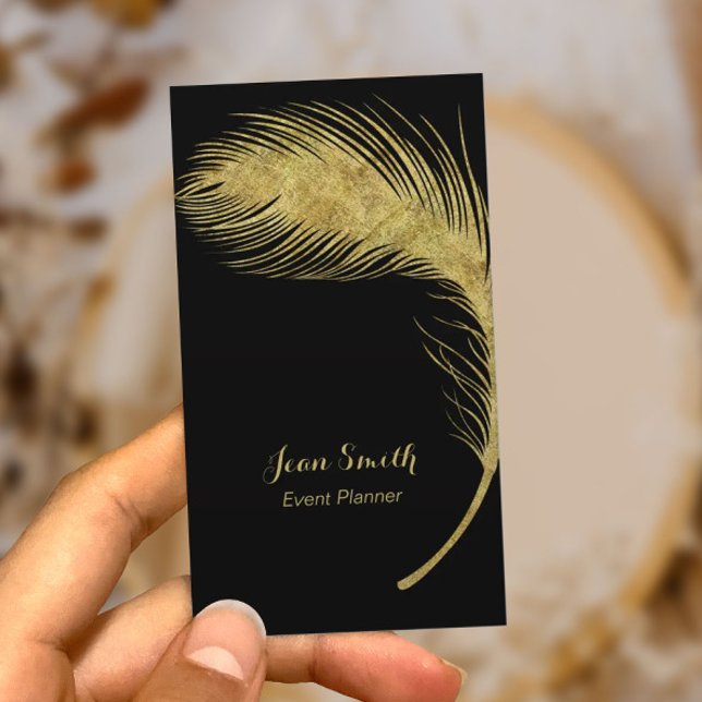 Eleganten Event Planner Luxury Guld Peacock Feathe Visitkort (Skapare uppladdad)