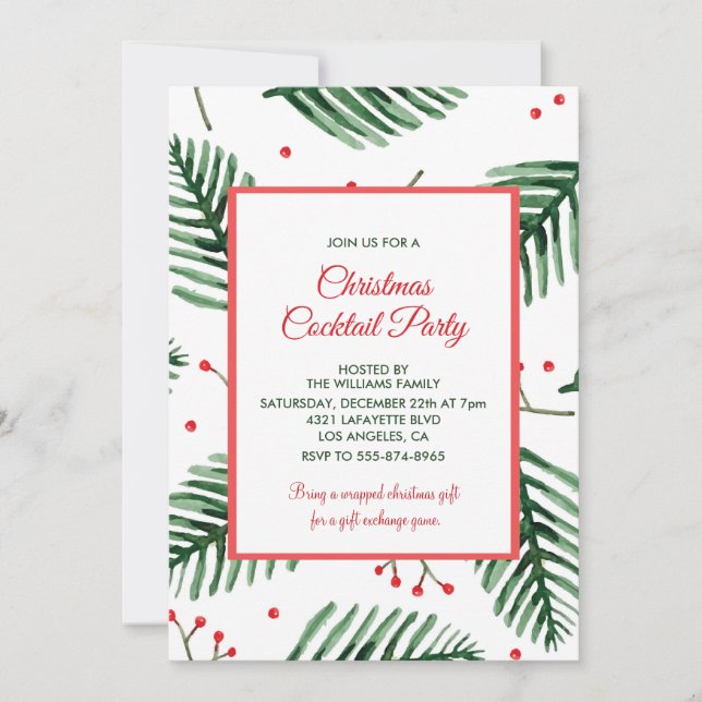 Eleganten Evergreen  i Party Inbjudningar (Framsida)