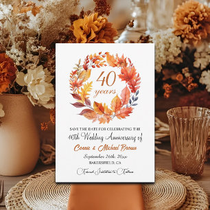 eleganten Fall Blommigt på 40-årsdagen Bröllop Spara Datumet
