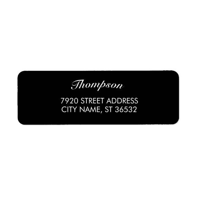 Eleganten Family Namn Snyggt Black Returadress Etikett (Framsidan)