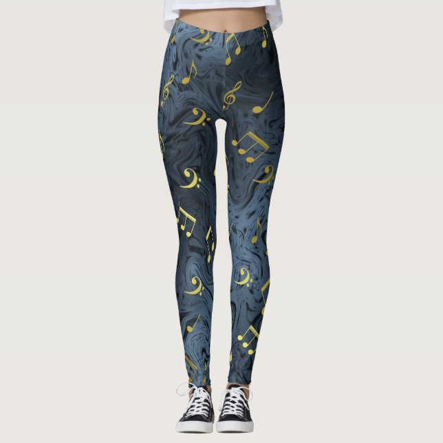 eleganten färgad legings noterar mönster glansktre leggings (Framsida)