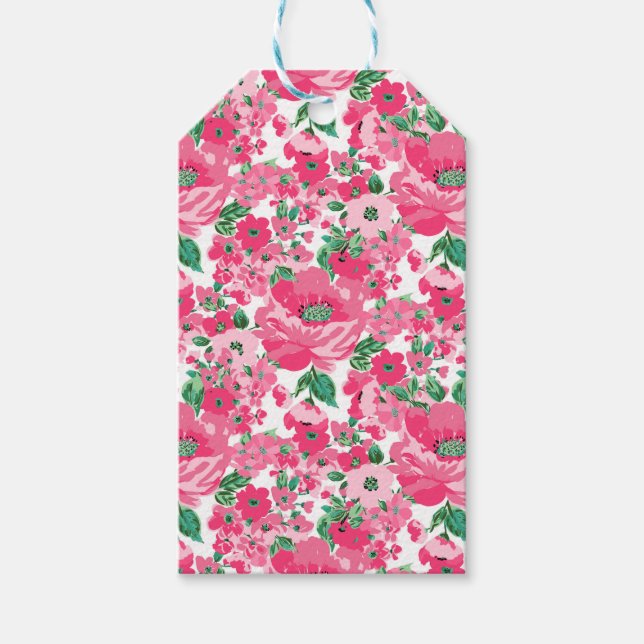 Eleganten Färgbläddrare för Rosa av ljus, vit desi Presentetikett (Framsidan)