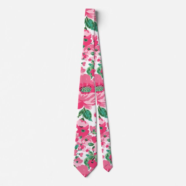 Eleganten Färgbläddrare för Rosa av ljus, vit desi Slips (Framsida)