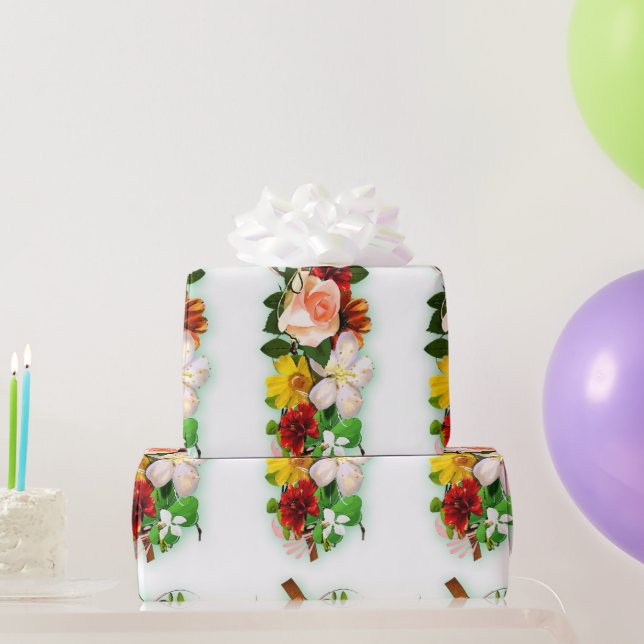 Eleganten Färgblommor - modern mallgåva Presentpapper (Festgåvor)