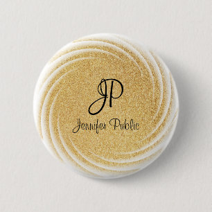 Eleganten Faux Guld Glitter Titta i monogram-mall Knapp