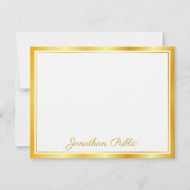 Eleganten Faux Guld Hand Script Text Template Luxu Anteckningskort (Framsida)