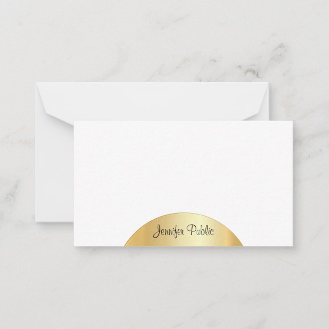Eleganten Faux Guld handskriven monogram-mall Anteckningskort (Framsida)