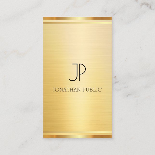 Eleganten Faux Guld Lodrät Template Professionell Visitkort (Framsida)
