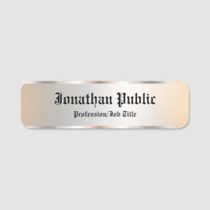 Eleganten Faux Silver Template Calligraphy Text Namnbricka
