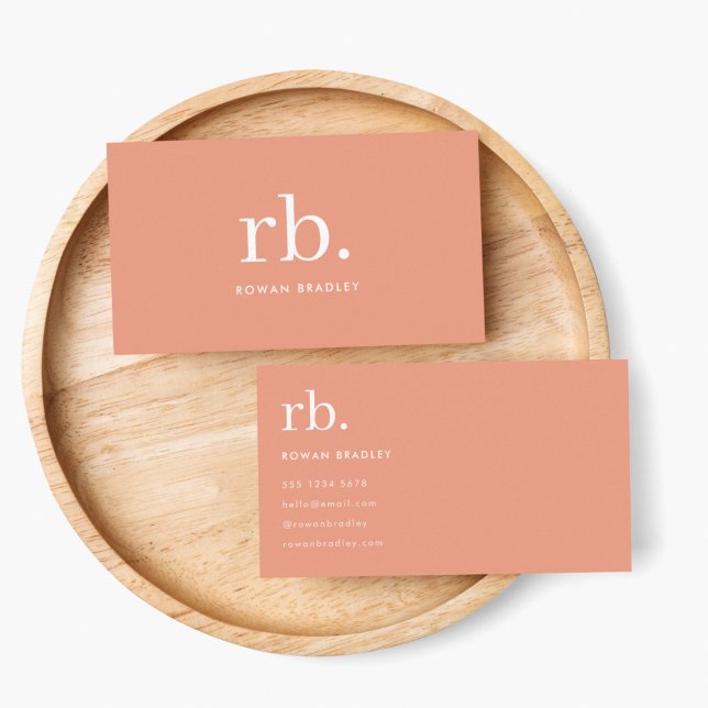 Eleganten Femininminimalistisk monogram koral Pers Visitkort (Skapare uppladdad)