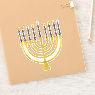 Eleganten Festive Menorah Hanukkah Celestial Candl Klistermärken