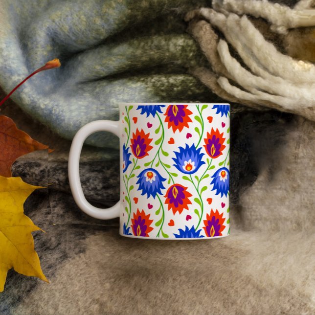 Eleganten Fet färglöst mexikanskt Stil-Blommönster Kaffemugg (Skapare uppladdad)