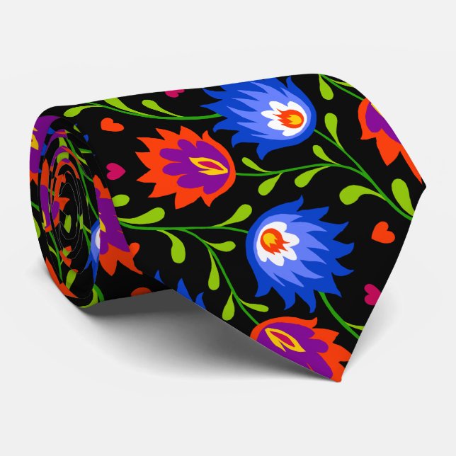 Eleganten Fet färglöst mexikanskt Stil-Blommönster Slips (Rullad)