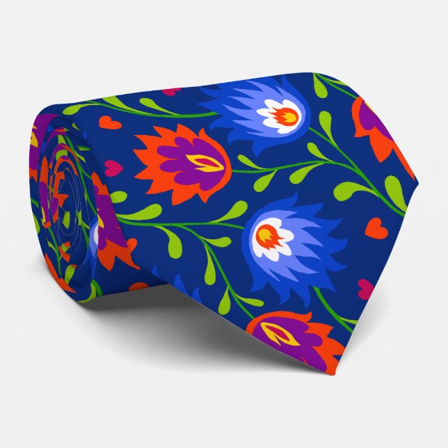 Eleganten Fet färglöst mexikanskt Stil-Blommönster Slips (Rullad)