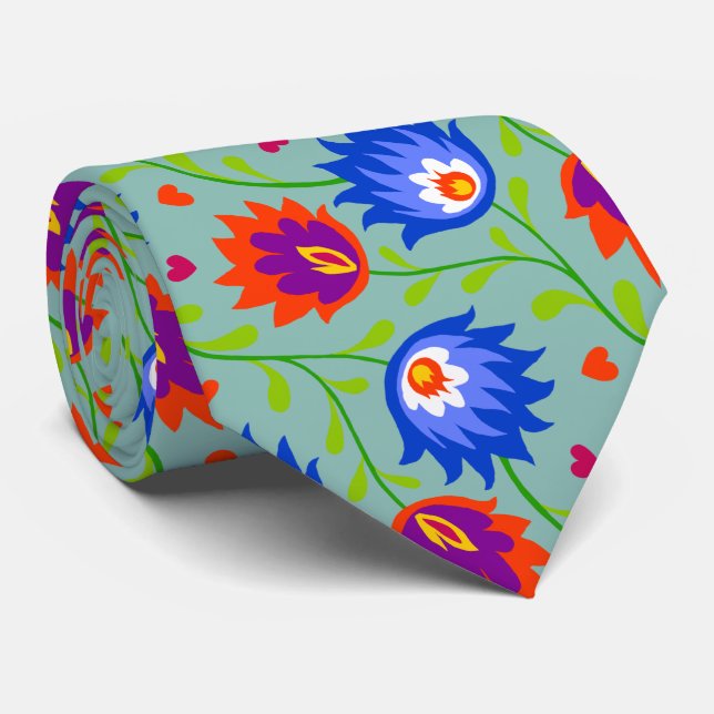 Eleganten Fet färglöst mexikanskt Stil-Blommönster Slips (Rullad)