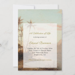 Eleganten för begravningsfoto Tropical Island Hand Inbjudningar