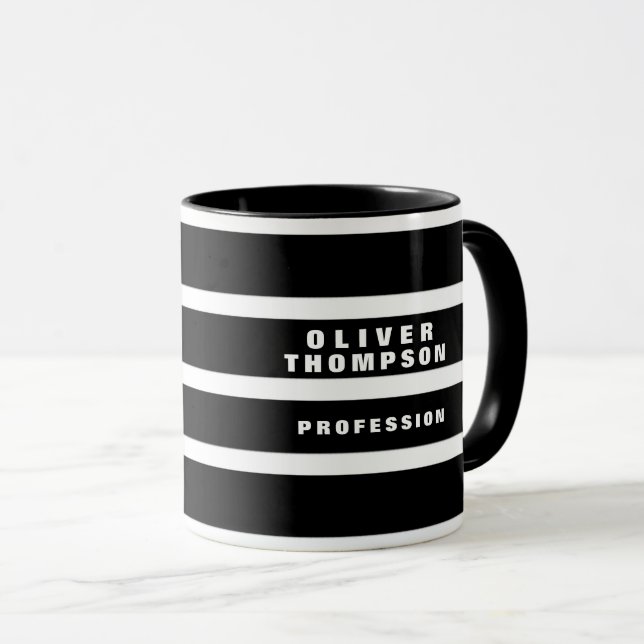 Eleganten för det moderna Vågrät Large Black Rand Mugg (Framsida höger)