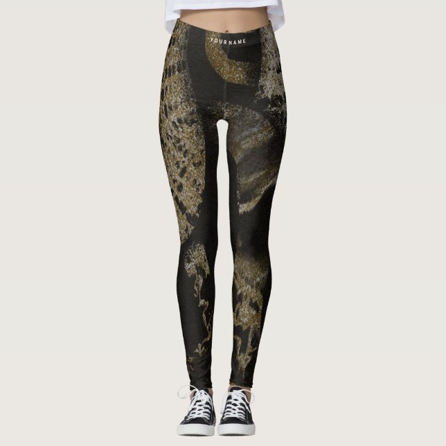 Eleganten för eget namn Medusa Snakes Luxury Art Leggings (Framsida)