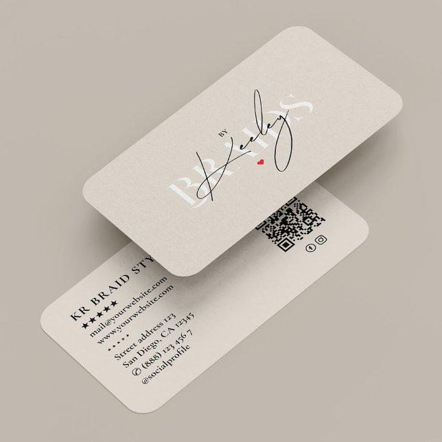 Eleganten för Hair Stylist Namnteckning Beige Sand Visitkort (Braids Hair Stylist Elegant Signature Beige Sand)