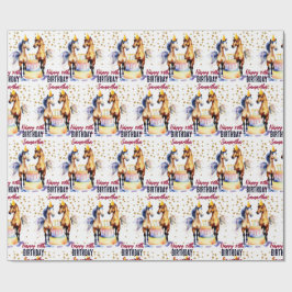 Eleganten för hästar i party hats grattis på födel presentpapper