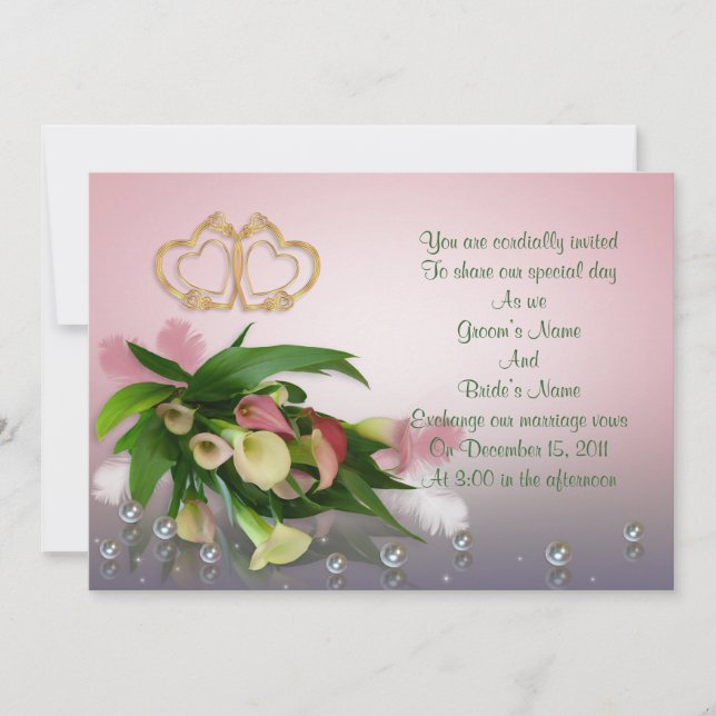 Eleganten för inbjudan till Calla lilies Wedding (Framsida)