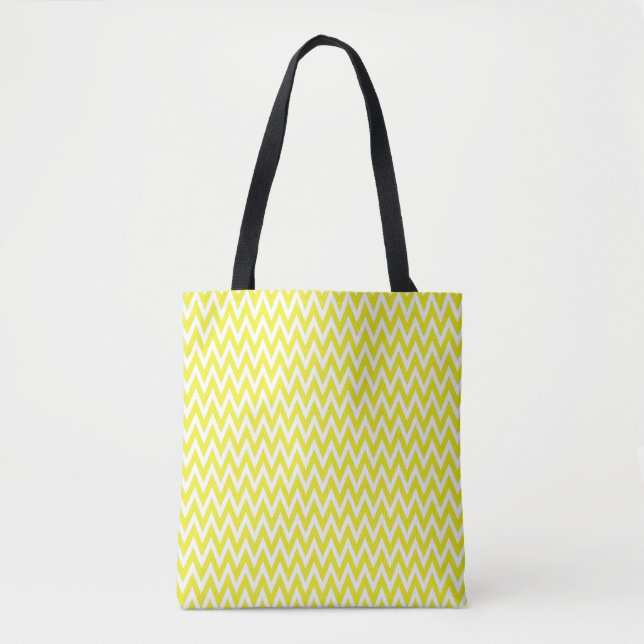 Eleganten för Lemon Gult Chevron Design Tygkasse (Framsida)