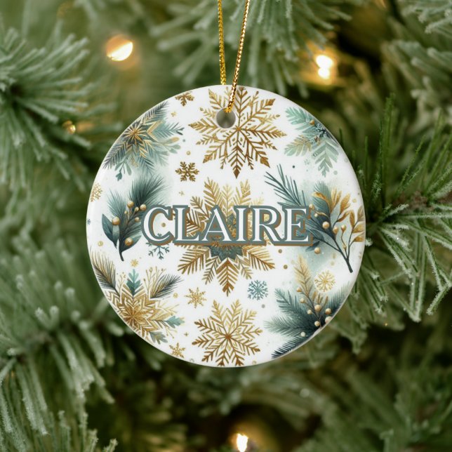 Eleganten för lyxGrönt Guld Snowflake Helgdag Julgransprydnad Keramik (Träd)