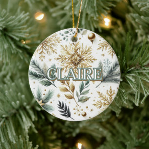 Eleganten för lyxGrönt Guld Snowflake Helgdag Julgransprydnad Keramik